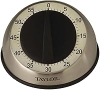 Taylor RA14276 Stainless Steel Mechanical 60-Minute Timer for Kitchen, School Projects & Workouts - Loud 9-Second Alarm