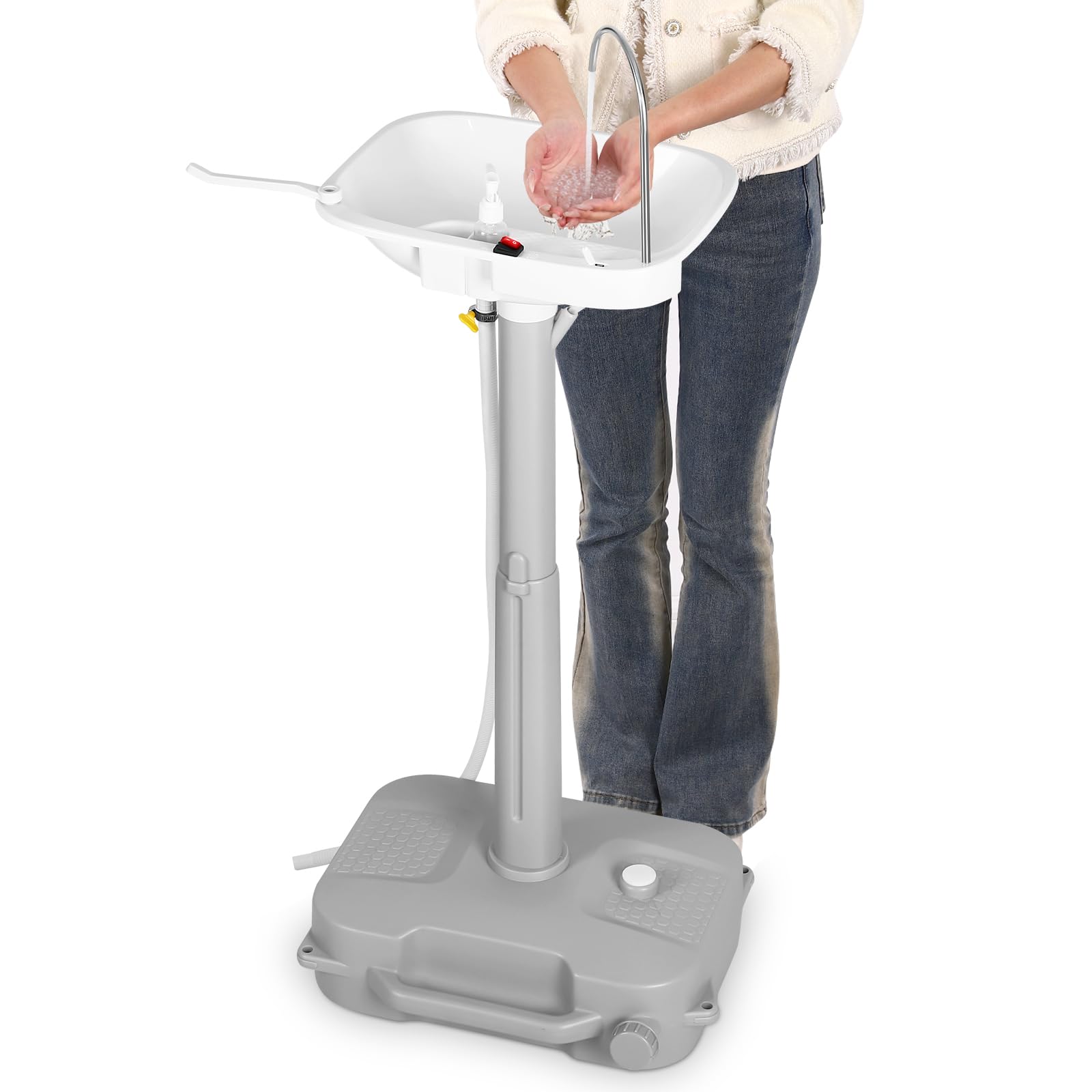 新、コンパクトシンク充電式、照明付き Amazon.co.jp: バッテリー式自動ポータブルシンク USBポート付き