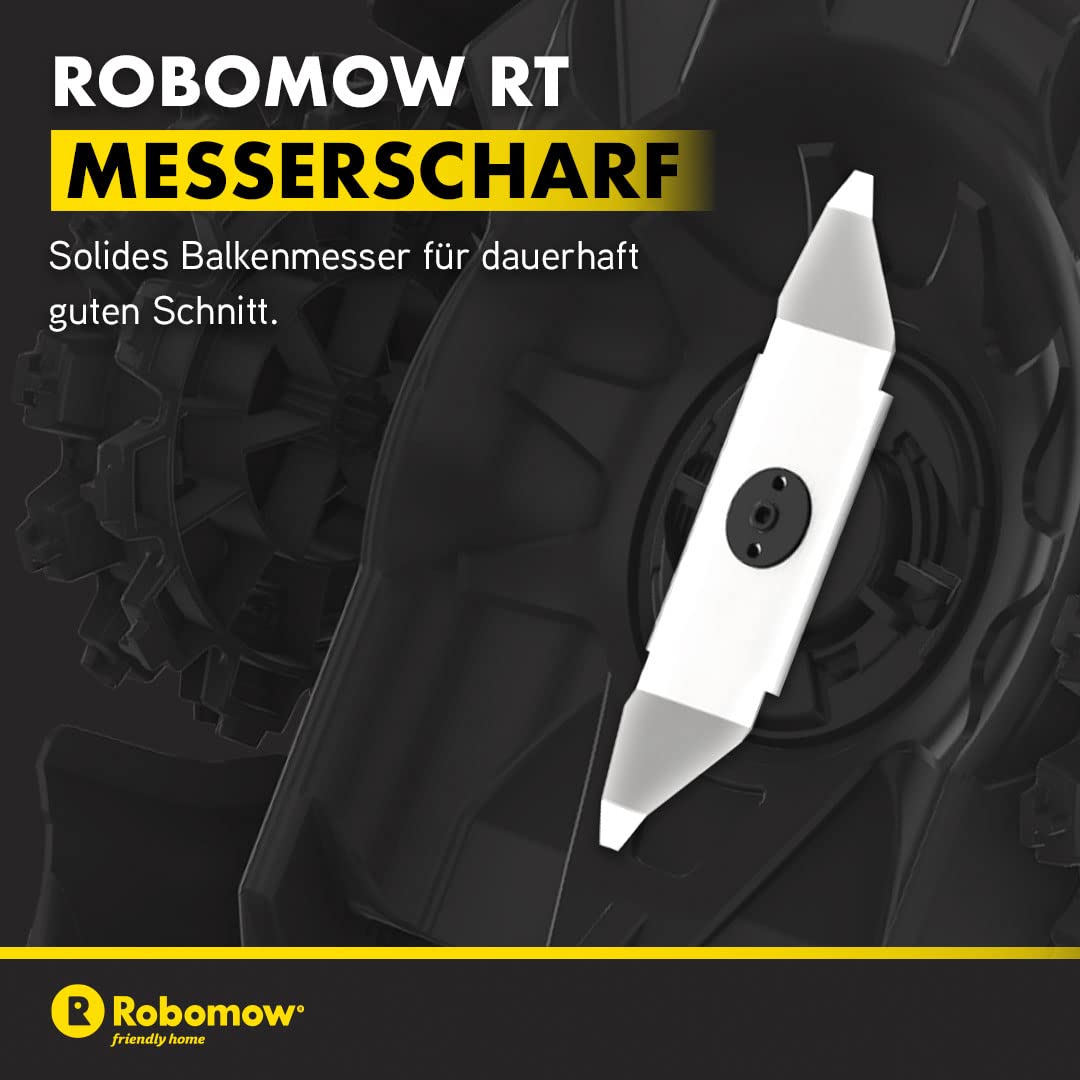 ROBOMOW RT700 Robotermäher/Rasenroboter für Flächen bis 700 qm | 4,3 Ah; 18cm Schnittbreite; einfache Installation, selbstreinigend und inkl. schwimmendem Mähdeck, Mulchreiniger, Grün