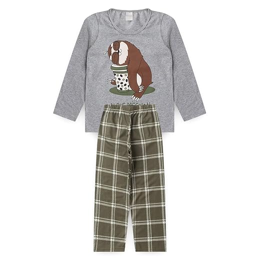 Pijama Longo Infantil Menino Blusa e Calça Preguiçando