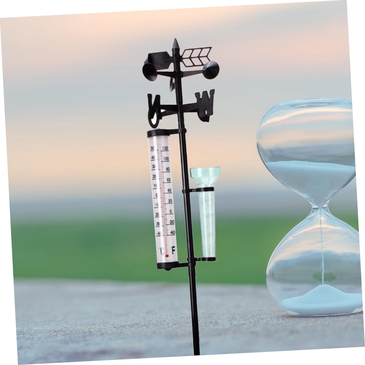 2 Stück Outdoor Messgeräte Thermometer Regenmesser aus Kunststoff