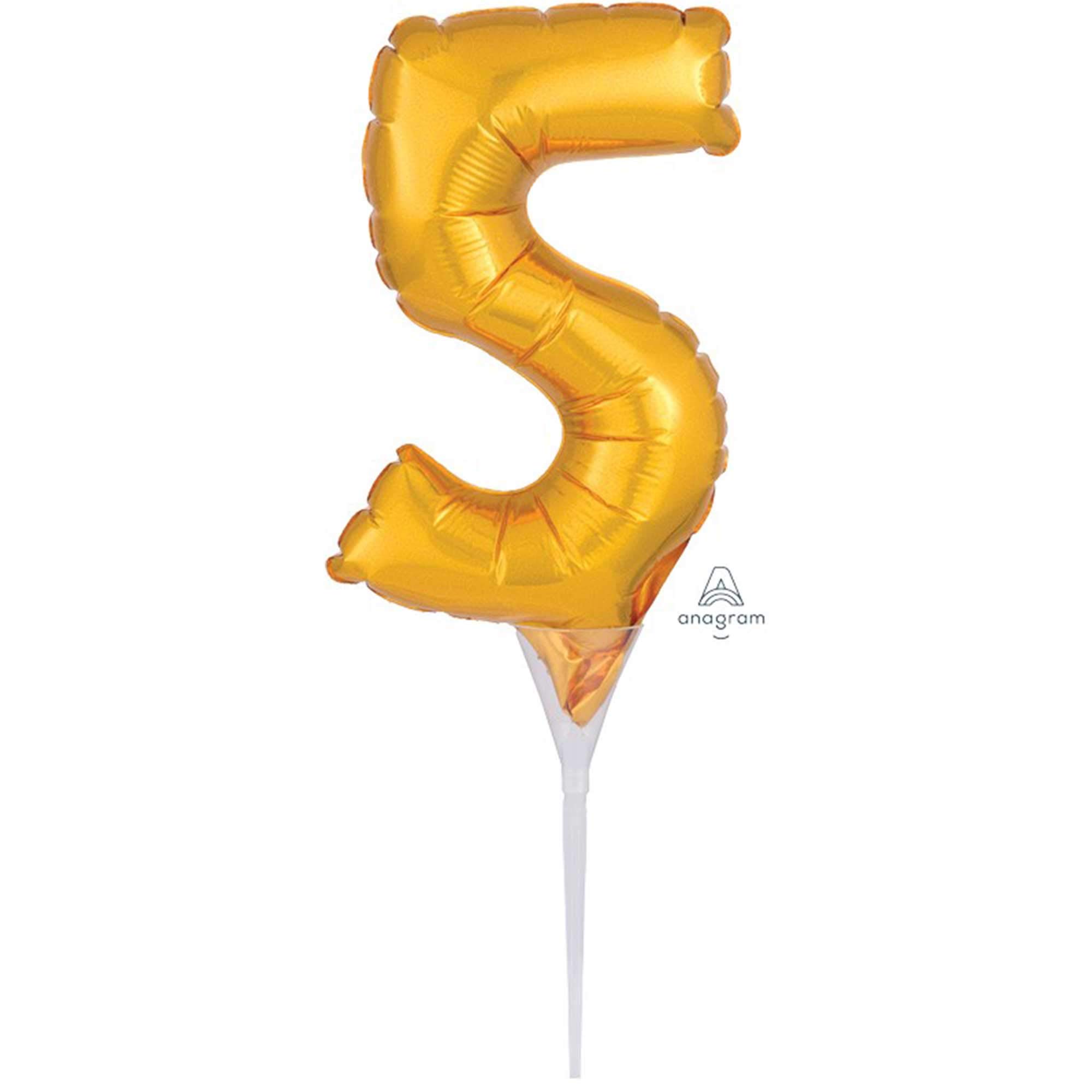 Amscan 3735301 Cakepick Micro Number '5' Gold