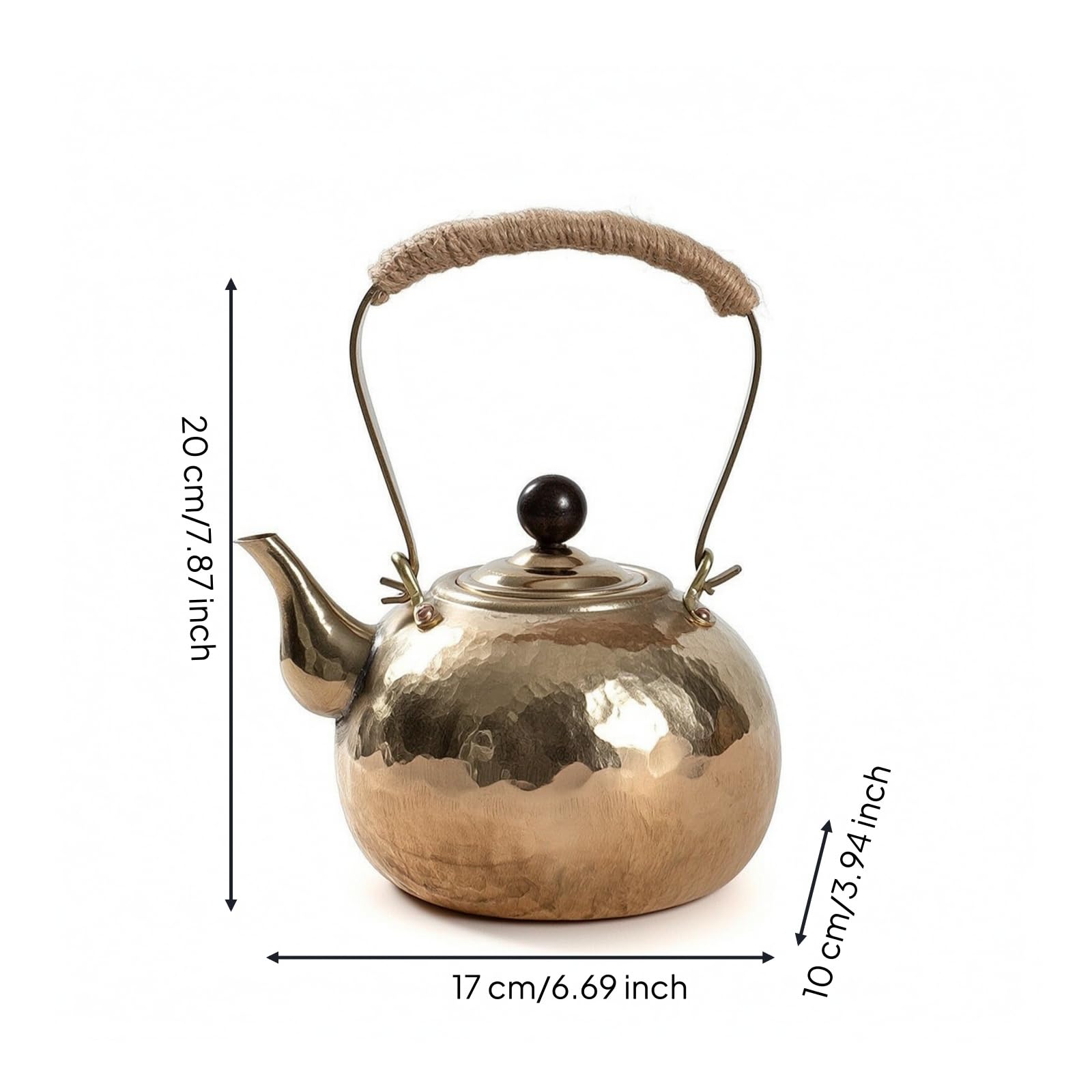 rockible Bouil avec Poignée Rétro Bouil à Thé En Cuivre Anti-Chaleur pour Collectionneurs, Array, Cuivre Bronze Naturel 750 Ml Bec Long, style to 1