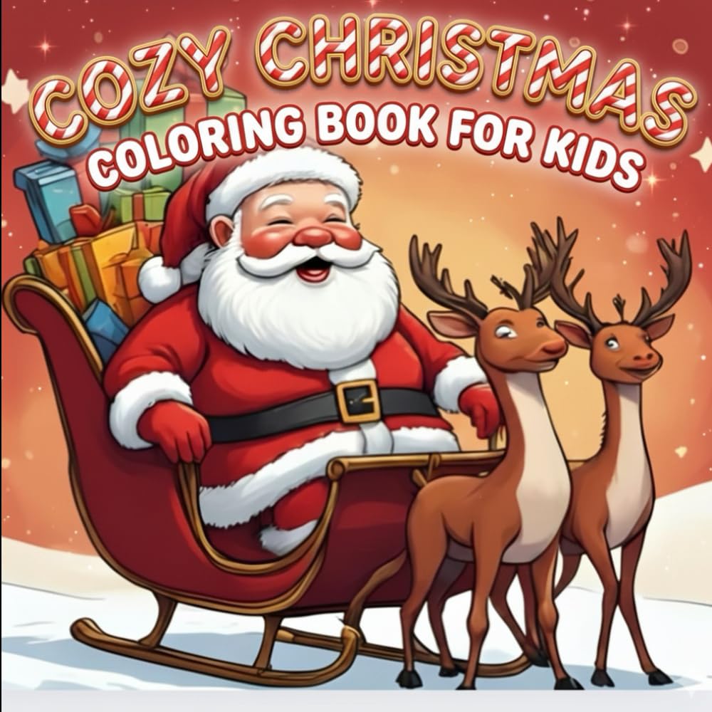 Cozy Christmas Coloring Book for Kids: Easy & Fun Holiday Coloring Pages with Santa, Reindeer, and Winter Friends (Ages 3-10)