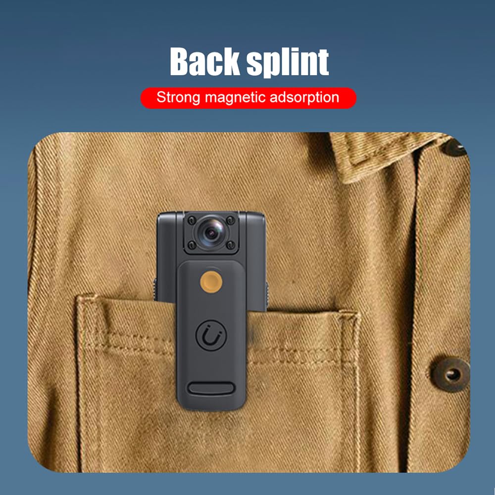 Andoer Mini Cámara Corpora, 4K Policía Body CAM con Lente Gran Angular de 150° Giratoria de 180°, Visión Nocturna Detección de Movimiento Control de aplicación para Registro Diario/Servicio/Entrega