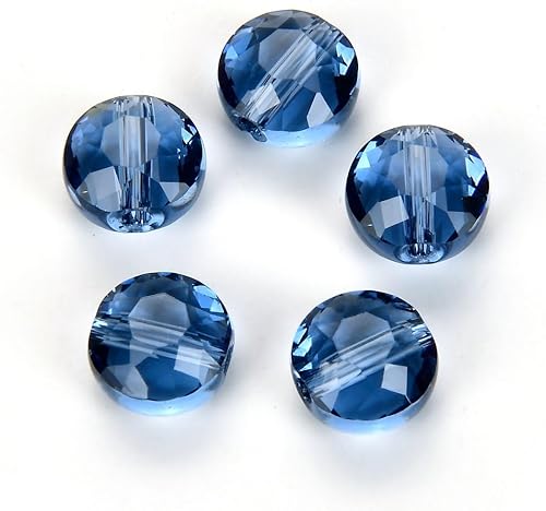 Adabele - 25 cuentas de cristal planas redondas facetadas austriacas de 0.315 pulgadas, color índigo oscuro, compatibles con Swarovski Preciosa 5052