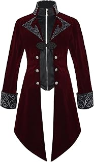 BGFIPAJG Mens Halloween Costumes Adult Mens Halloween Medieval Vintage Costume Mid Length Punk Tuxedo 2023 Regular Fit Halloween Costumes for Men Scary