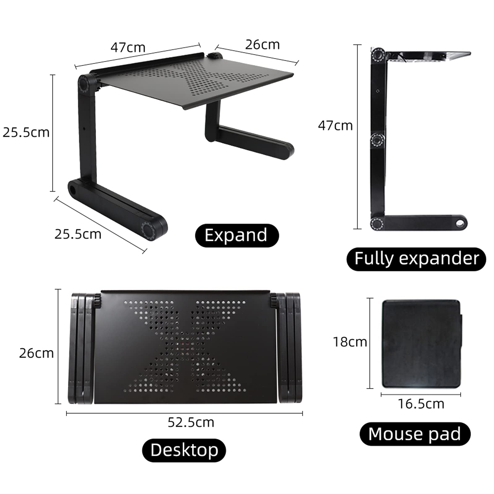 Scrivania per Laptop Regolabile in Alluminio Supporto da Tavolo Ergonomico Portatile Supporto da Tavolo per Notebook con Tappetino per Mouse,