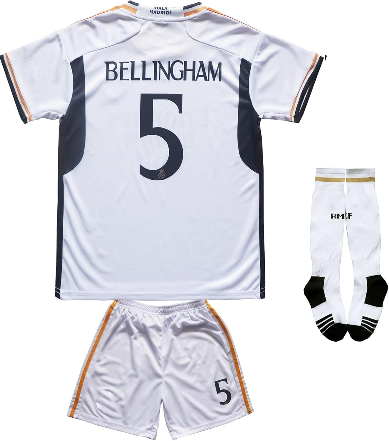 Madrid Bellingham #5 2023/2024 Home Kids Soccer Jersey/Shorts/Socks Set Youth Sizes