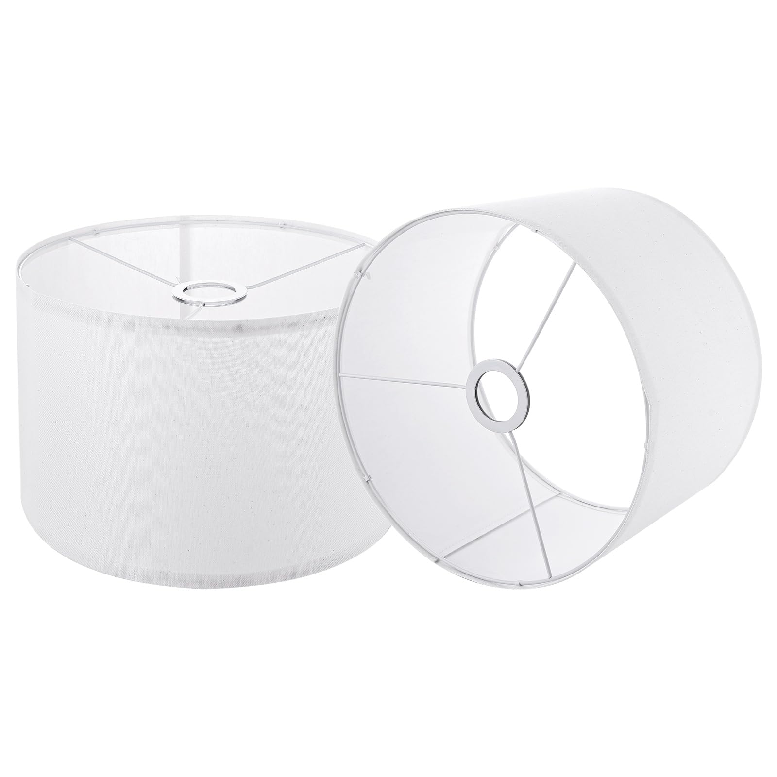 ZOFUN 2 Pcs Lamp Shadeds, 30 x 20 cm Round Light Shades with Steel Brackets, White Lampshades, Cloth & PVC Lightshade for Ceiling Lights, Table Lamps & Floor Lamps, Living Rooms, Bedroom, Hallways