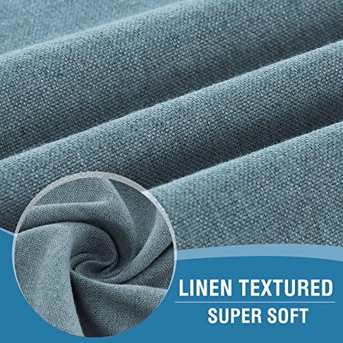 French Door Curtains Linen Textured Privacy French Door Blinds Kitchen Window Curtains Waterproof 26 X 68 Inch Room Darkening Curtains For Glass Door Tie Up Shade For Bedroom, 1 Panel, Stone Blue #TOP4