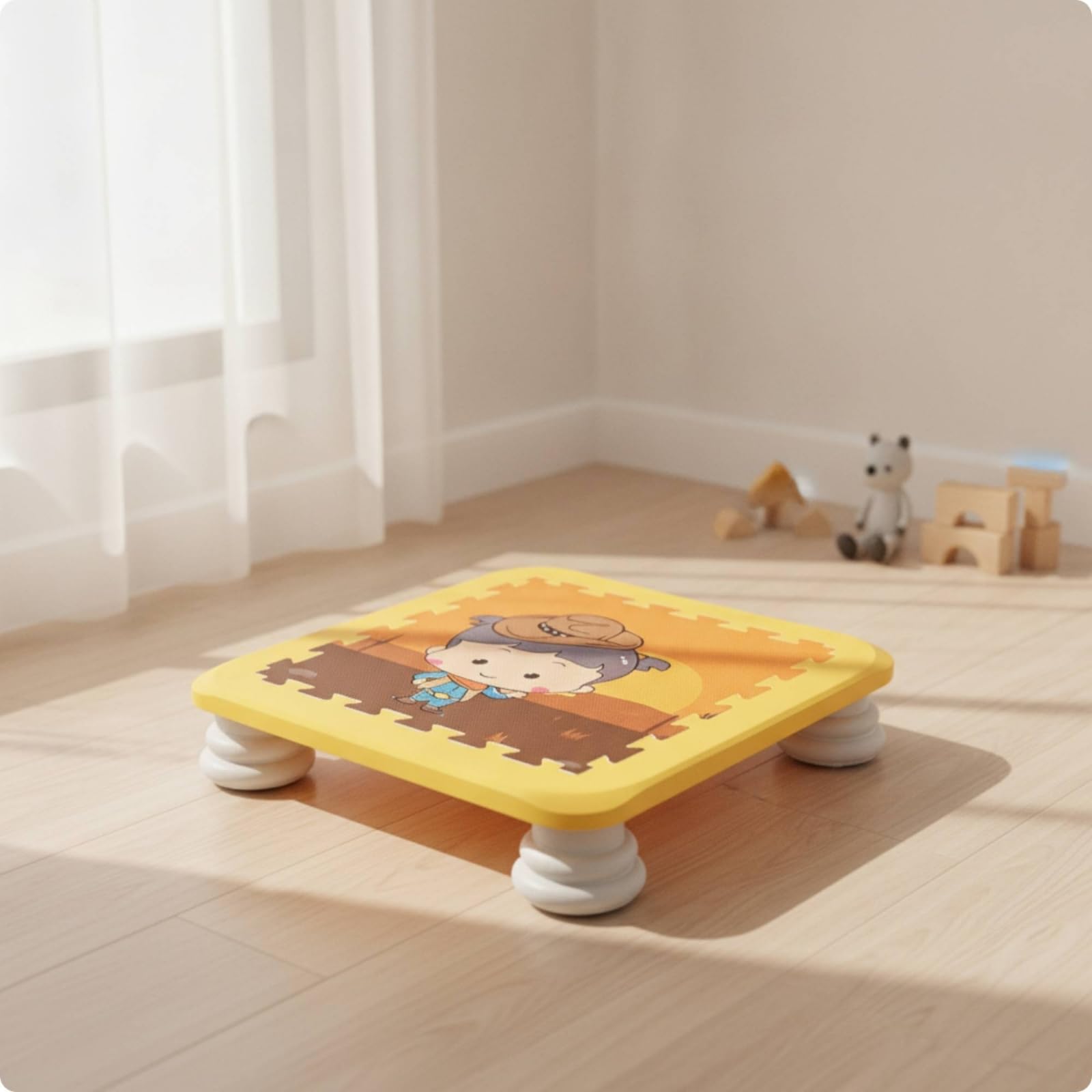 rockible Trampolino per Bambini Mini Tappeto Elastico da Casa Quadrato con Base Bassa Piedini Arrotondati Anti Ribaltamento