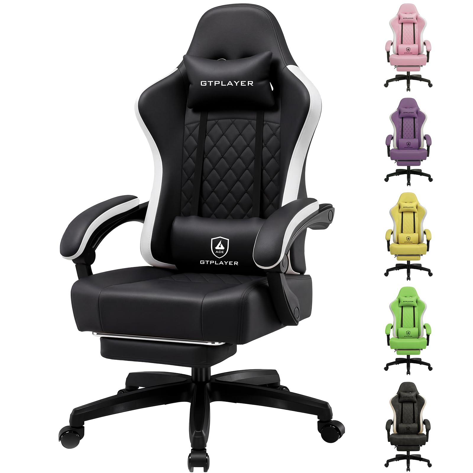 GTPLAYER Gaming Chair with Footrest, Ergonomic Computer Desk Chair with Pocket Spring Cushion Home Office High Back Support Lumbar Support Heavy Duty Wide — image 1
