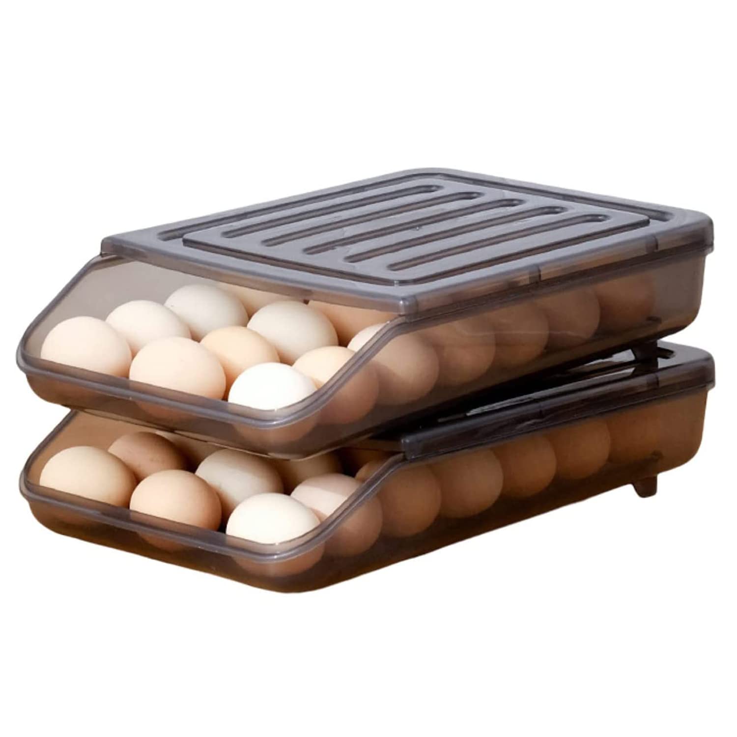 Homaxa Egg Holder for Refrigerator, 36 Egg Storage-Automatic Rolling Egg Container for Refrigerator, Clear Plastic Egg Storage Container Bin, Egg Tray for Refrigerator Large Capacity (2 Layer)