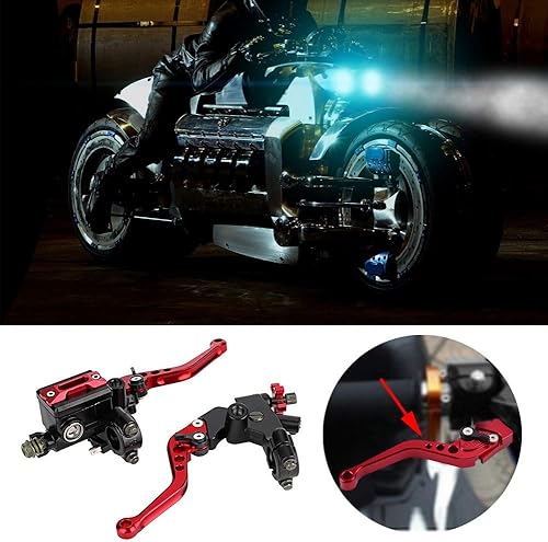 Miniatura 4 de EVGATSAUTO Palancas de cilindro maestro, 1 par de palancas universales de freno de motocicleta de 78 pulgadas (0.866 in), palancas de depósito de