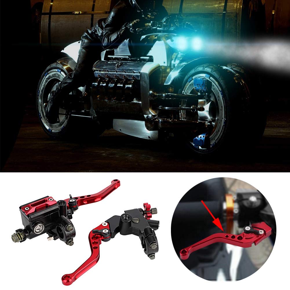 EVGATSAUTO Master frizione freno 1 coppia 7/8 "(22mm) Leve serbatoio moto universali(rosso)