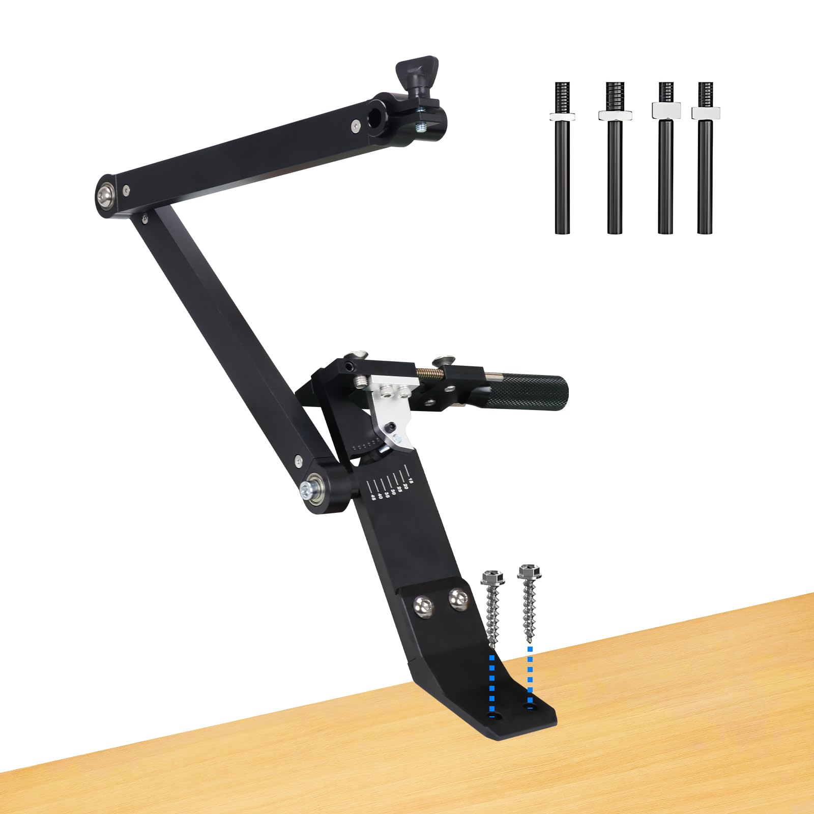 Upgraded Lawn Mower Blade Sharpener 15°-45° Adjustable Frame with Ball Bearing, Use with Angle Grinder, Manufacture Handle for Right & Left Hand Blades, Black