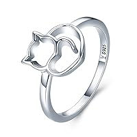 Algopix Similar Product 4 - WOSTU 925 Sterling Silver Cat Rings