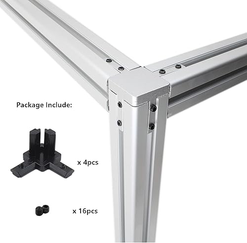 Miniatura 3 de 4 conectores de perfil de aluminio negro, soporte de esquina de extremo de 3 vías, conector sólido con tornillo M4 para ranura estándar en T de
