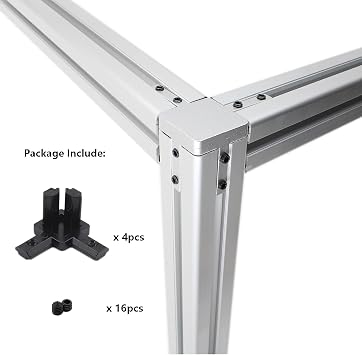 4PCS Black Aluminum Profile Connector, TTZEZE 20 Series 3-Way End Corner Bracket Solid Connector with M4 Screw for Standard 6mm T Slot Aluminium Alloy Extrusion Profile 3D Printer Parts,Thickness 5mm