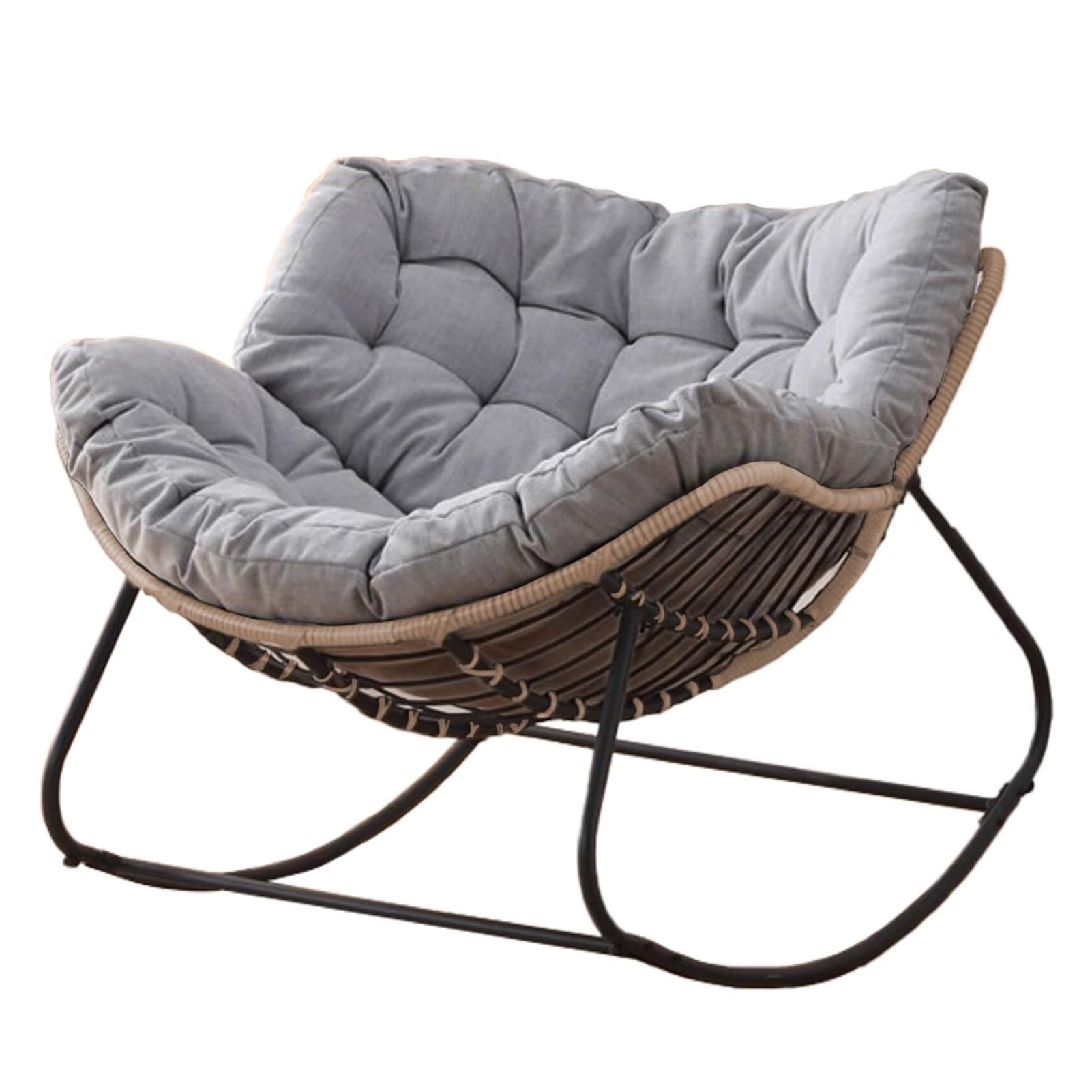 Mecedora for Patio al Aire Libre, Silla Papasan con cojín y Estructura, sofá Mecedora Interior, Dormitorio/Sala de Estar/Porche/jardín/balcón