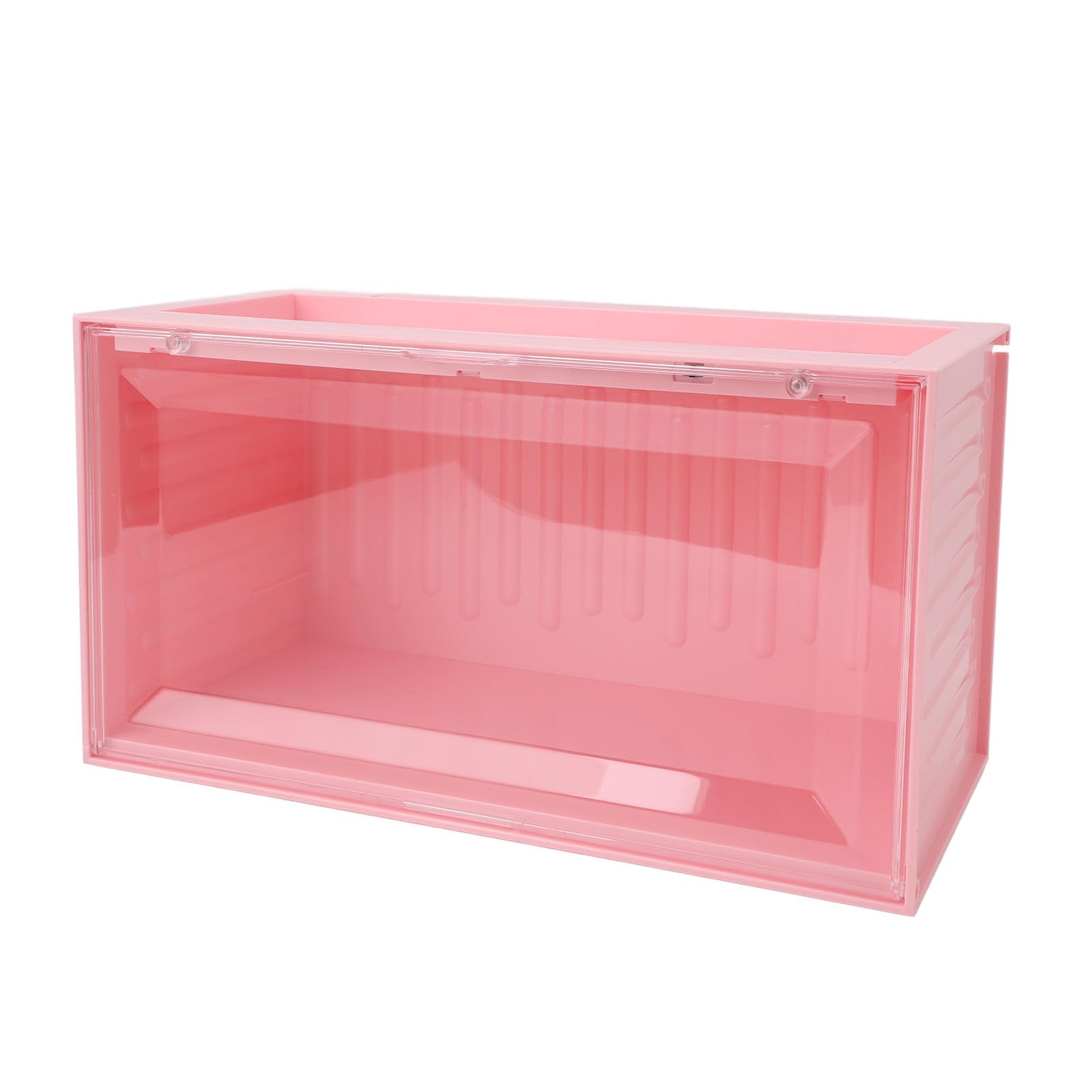 Figurenvitrine mit Licht HIPS PET 2-stöckige Mini-Figurenvitrine 12 LEDs Staubdicht Stapelbar Anschließbares Regal für Sammler-Schreibtischdisplay (PINK)
