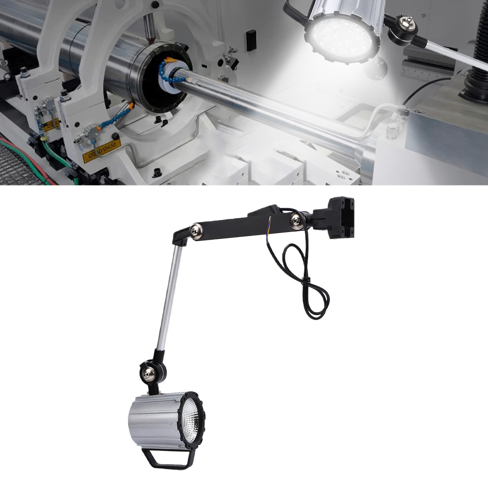 Luce da Lavoro a LED da 24 W, Involucro Robusto Regolabile, Luce per Macchina in Lega di Alluminio per Rettificatrice per Tornio CNC