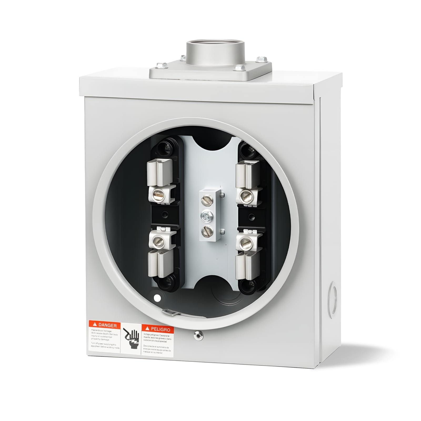 Photo 1 of 100 Amp Meter Socket,4 Jaw Meter Base Meter Socket, 600v 3 Wire Ringless Type with Horn Bypass Meter and Cover Plate, For Overhead ? Underground Feed ect.