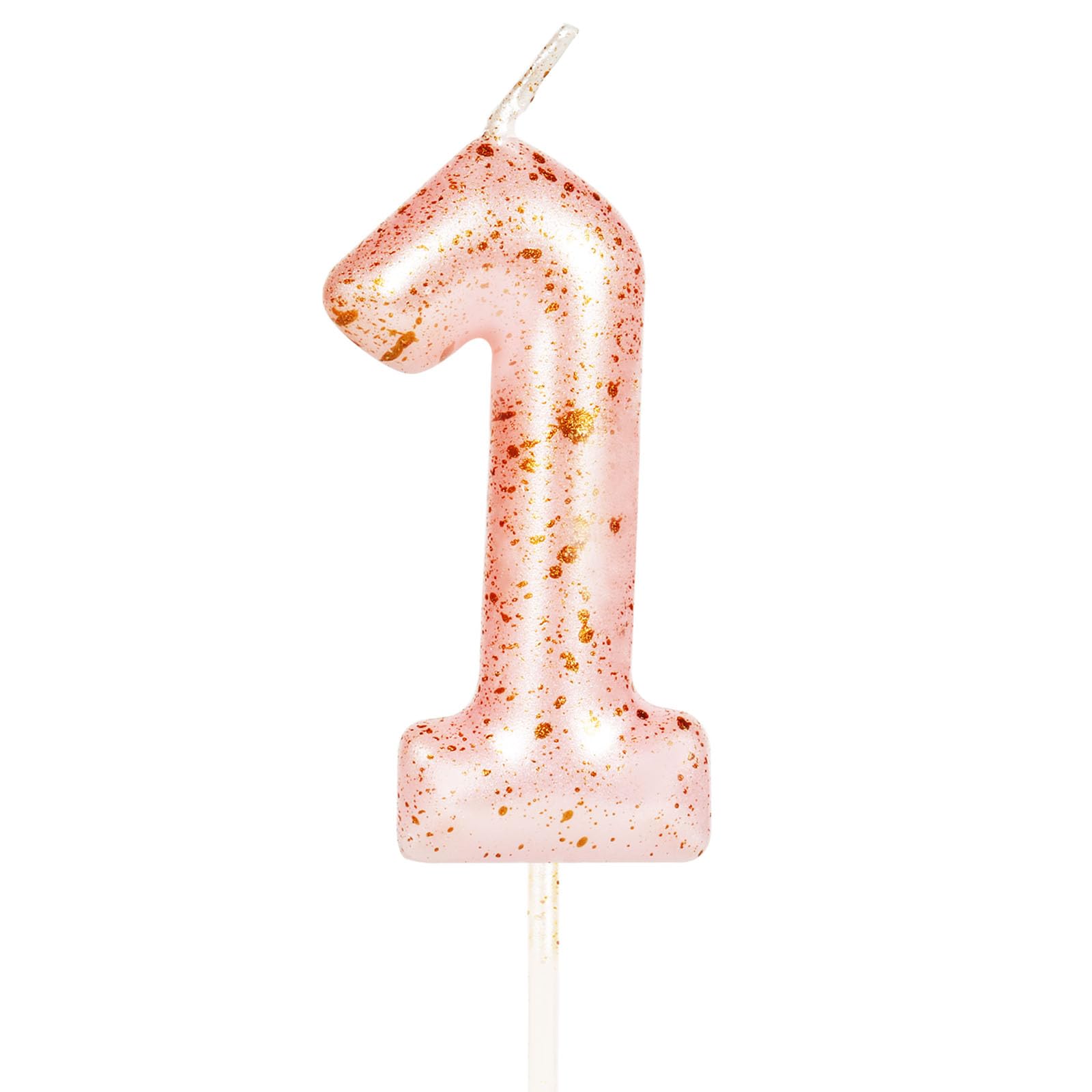 Amscan Giant Pink Glitter #1 Candle – First Birthday Cake Topper, 5 Inches Tall - View #2