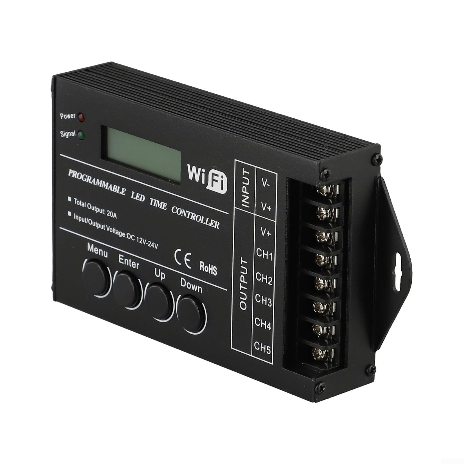 TC421 Controlador programable de temporizador LED de 5 canales RGB regulador de luz para módulos de tira DC12-24V sistema de programación con control de aplicación para cultivo de plantas y