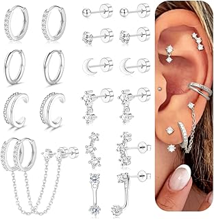 Florideco 14K Gold Plated Earrings for Women Hypoallergenic 20G Surgical Stainless Steel Flat Back