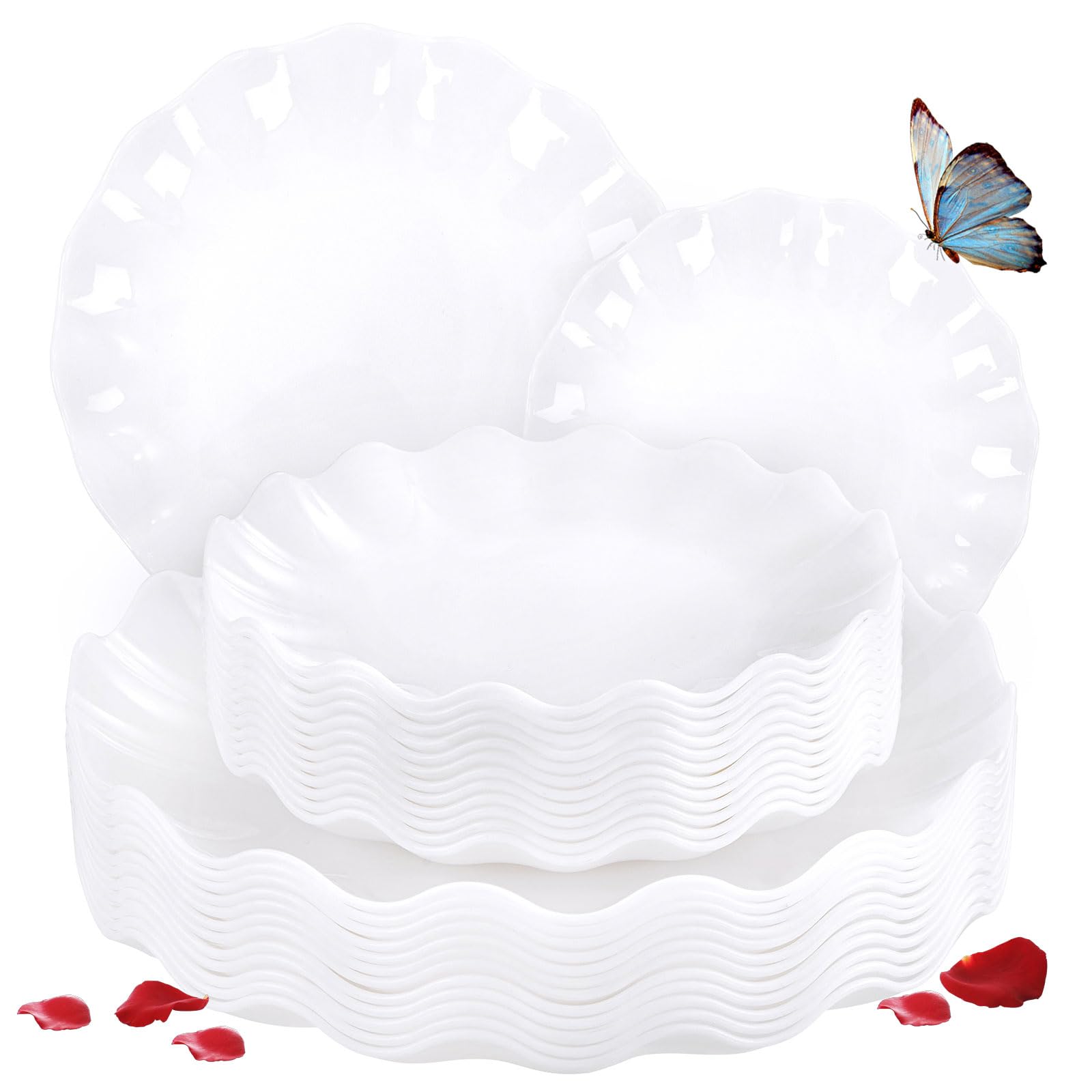 LIYH 24 Pcs White Plastic Plates Reusable