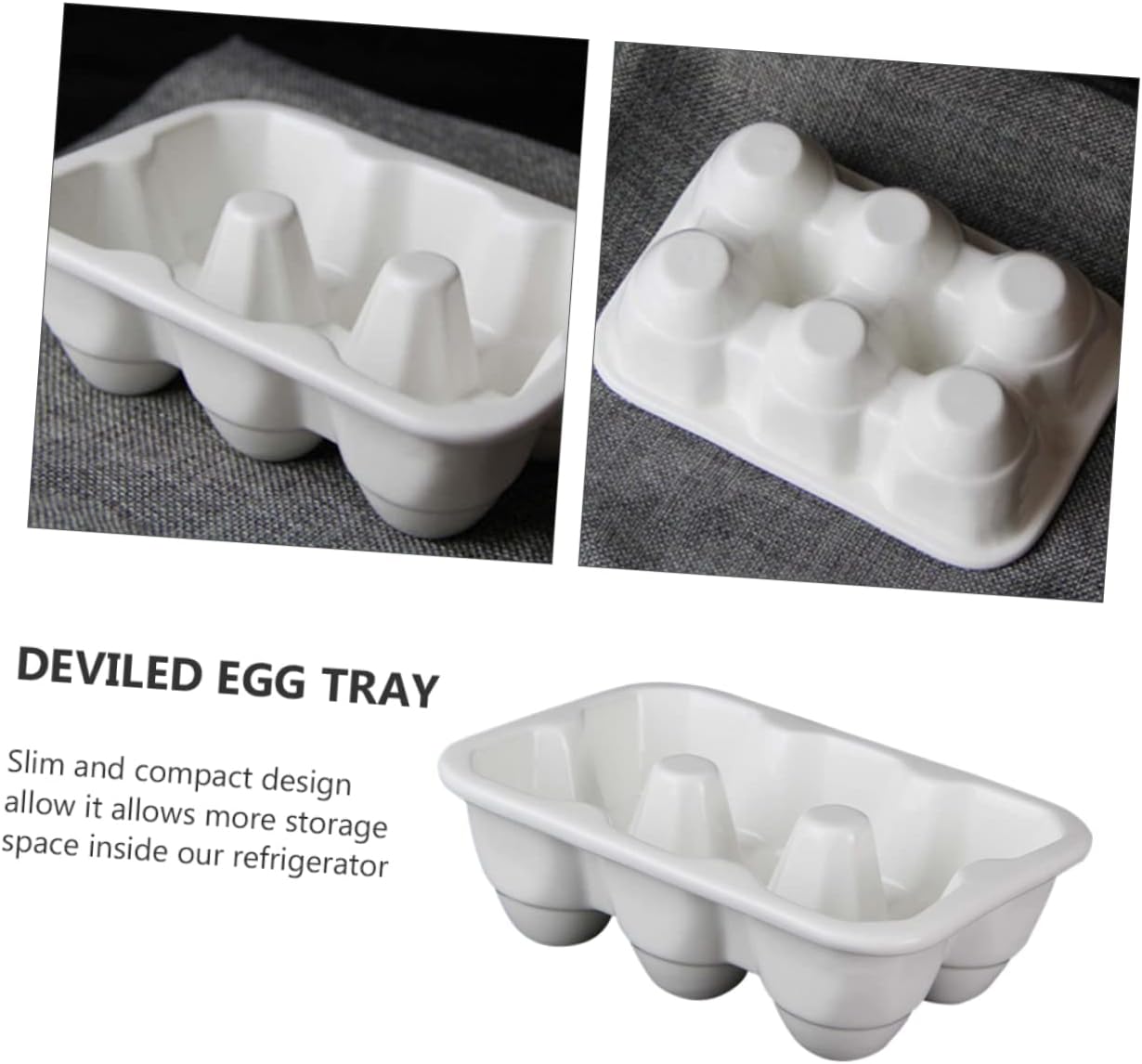 6grids Deviled Tray Storage Box for Refrigerator Organization Easter Celebrations