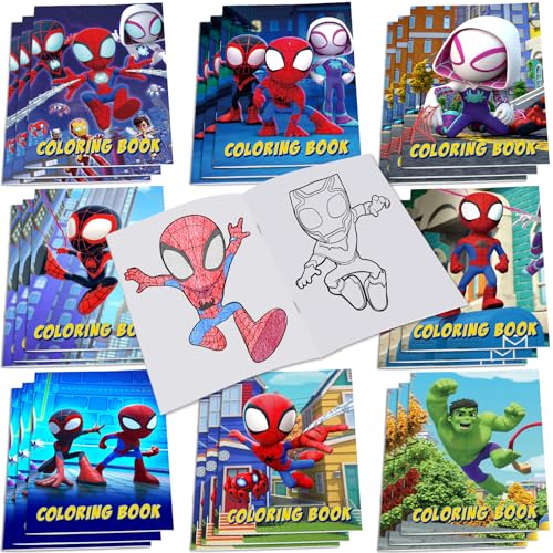 Spider-Man party supplies: 24 Spider-Man coloring books perfect as birthday party gifts or party bag fillers available in 8 designs