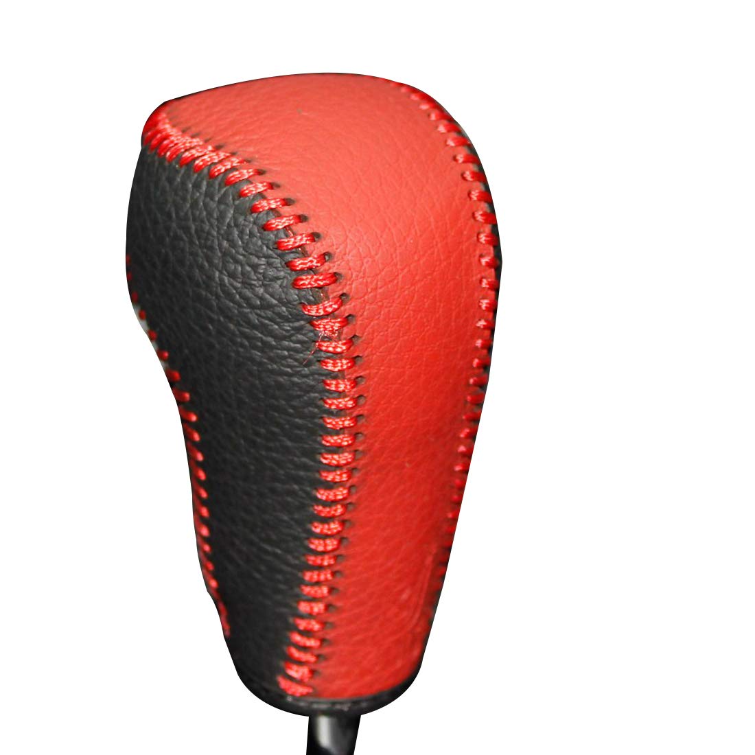 Black Leather Red Thread Car Gear Shift Knob Cover Case Trim Gear Shift Collars