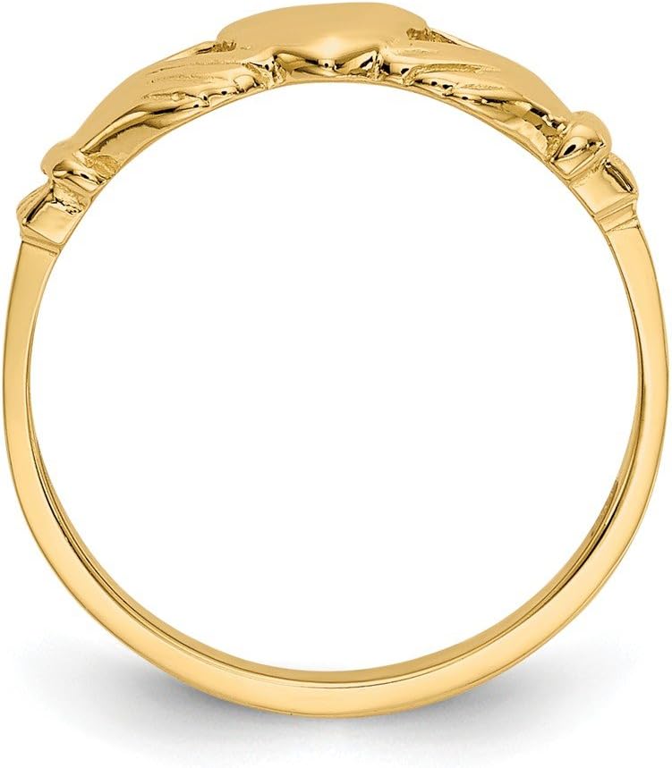 Solid 14k Yellow Gold Celtic Irish Claddagh Baby Ring Band Size 1