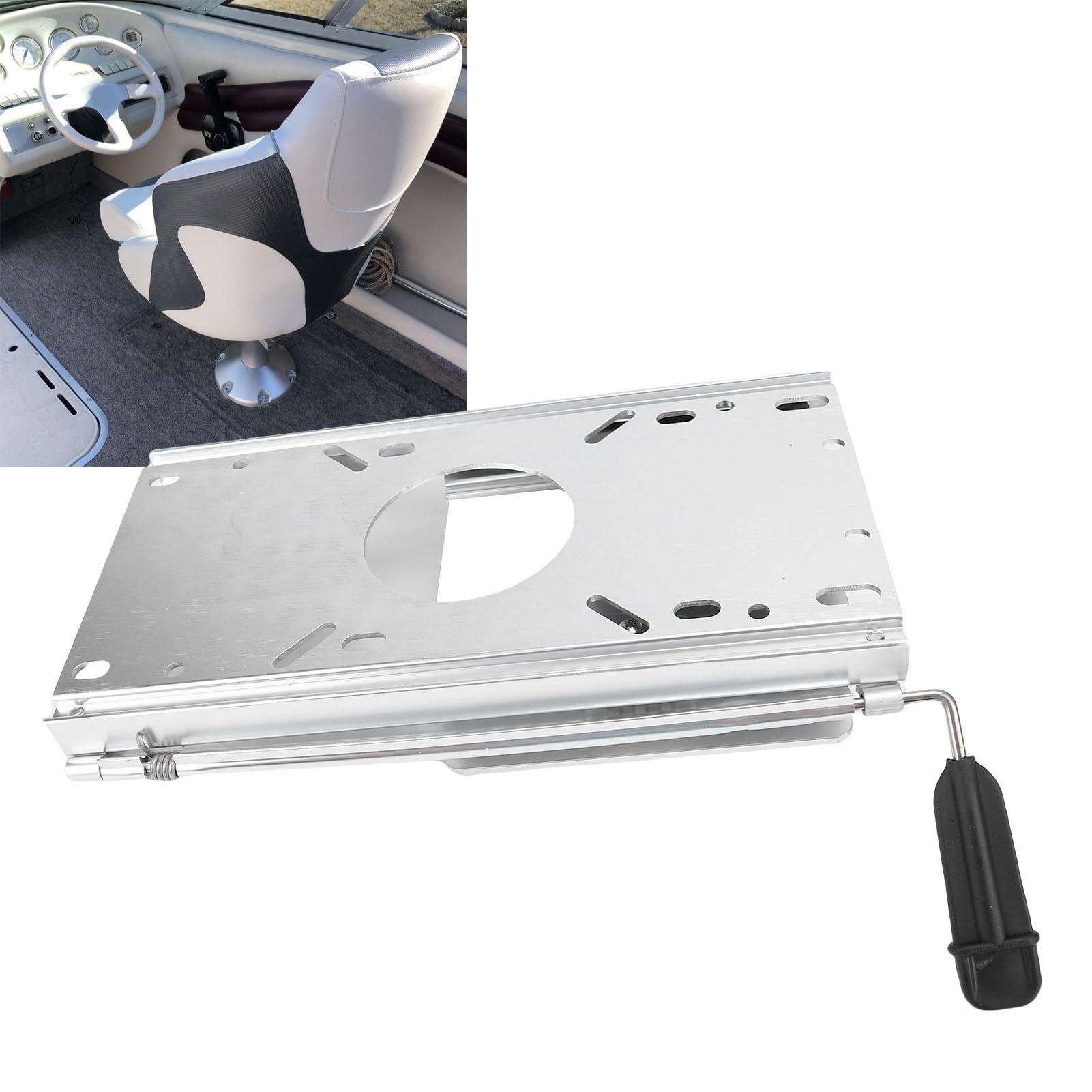 Rail Coulissant de Siège de Bateau, Support de Siège Marin en Alliage D'aluminium avec Trous Pré-percés pour Bases de Piédestal de 5,3 X 5,3 Pouces, Plage Coulissante Réglable