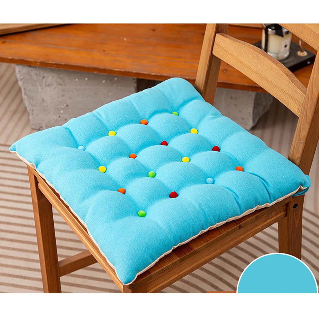 VHJdtE Seat Cushion, Creative For All Seasons|Square Cozy Seat Pads With Straps|PP Cotton Filling Stylish Chair Pad Pillow(Blue)