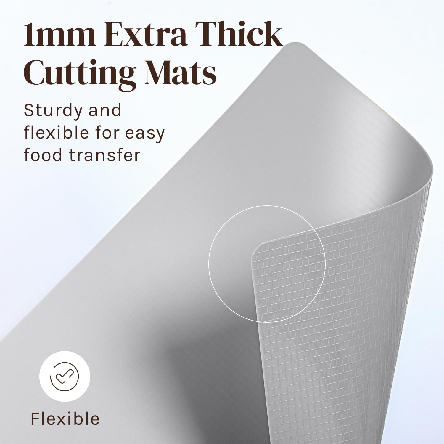 Cooler Kitchen Extra Dicke Flexible Kunststoff-Schneidematten Schwarz-Weiß mit Lebensmittelsymbolen & Rutschfestem Waffelrücken (6er Set) – Spülmaschinenfest – BPA-Frei