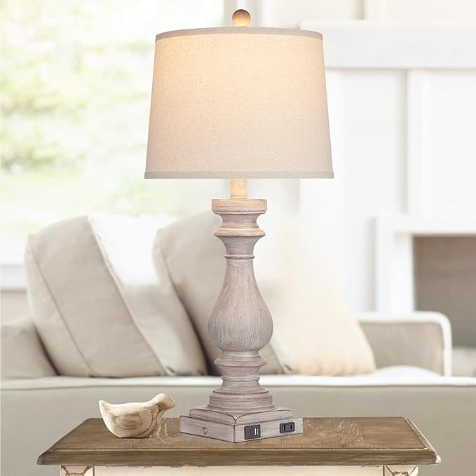 Lámpara de Mesa Cinkeda 29", 2 Piezas, USB, Dimmable, Gris miniatura 7