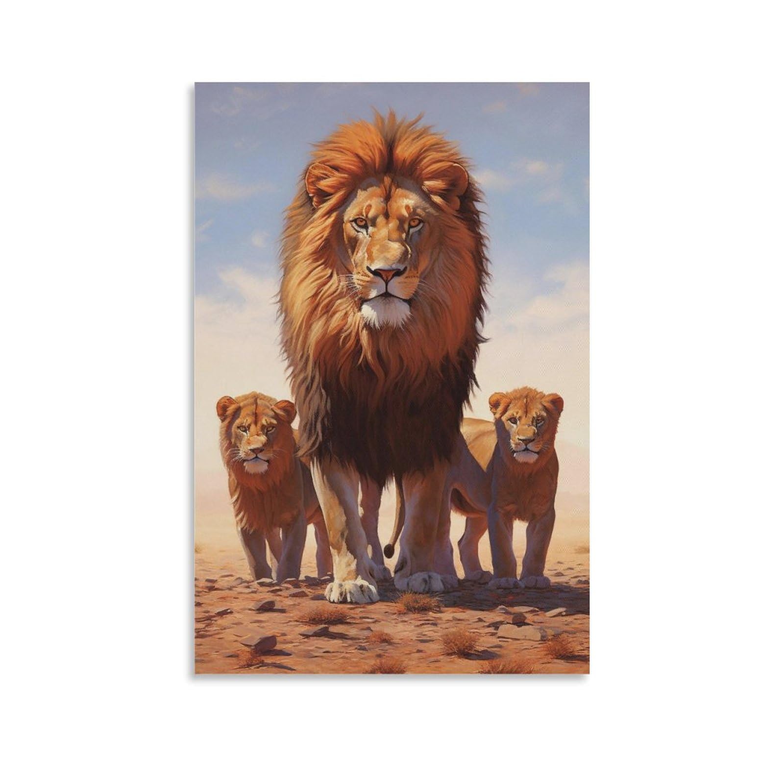 Gqvcjsw Men's Guardian's Legacy- Lion And Cubs（2） Canvas Poster Bedroom Decor Landscape Office Room Decor Gift 20X30inch(50X75cm)