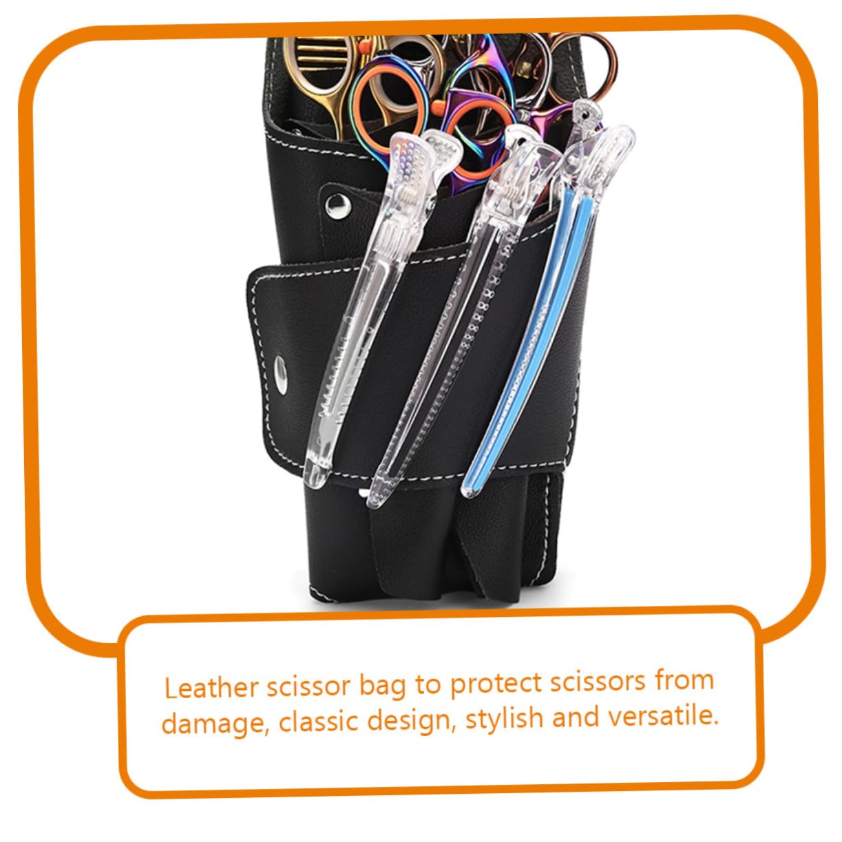 Beatifufu Barber Tool Bag Scissor Pouch Holder Hair Stylist Shoulder Bag Leather Scissor Multi-Functional Tool Kit