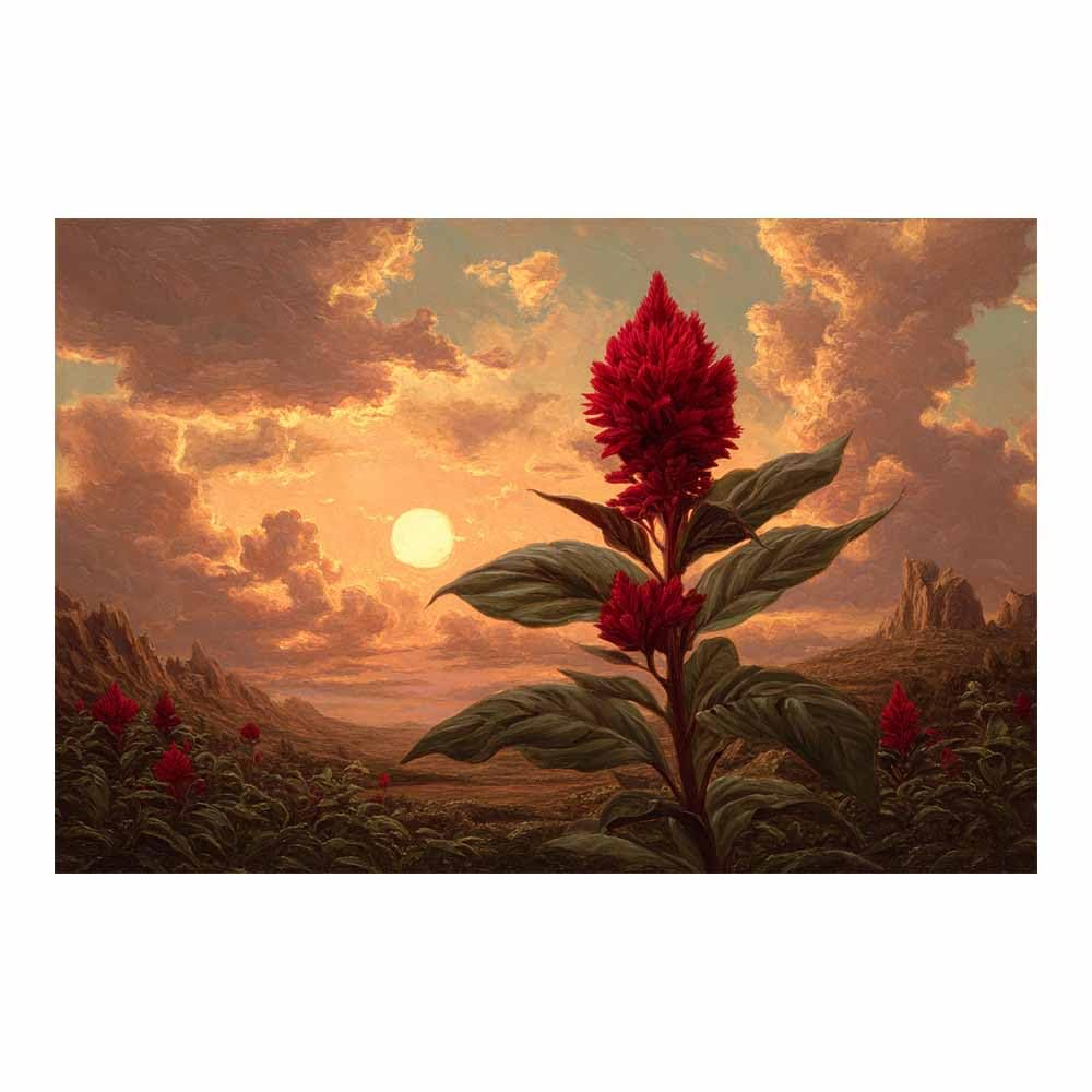 ZAMAEIU Landscape Wall Art Cockscomb Modern Canvas Print On Artwork, Suitable for living room, bedroom, for Kids Room Decoretc.(red)-80x120cm Unframed