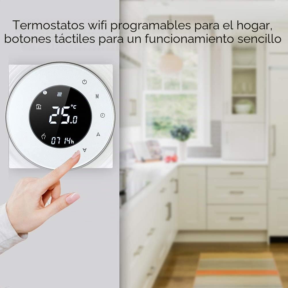 Termostato Wifi Inteligente Compatible con Alexa Google Home-Termostato Digital Inalambrico Calefaccion para Caldera de Gas,Controlador de Temperatura Programable 3A,220v