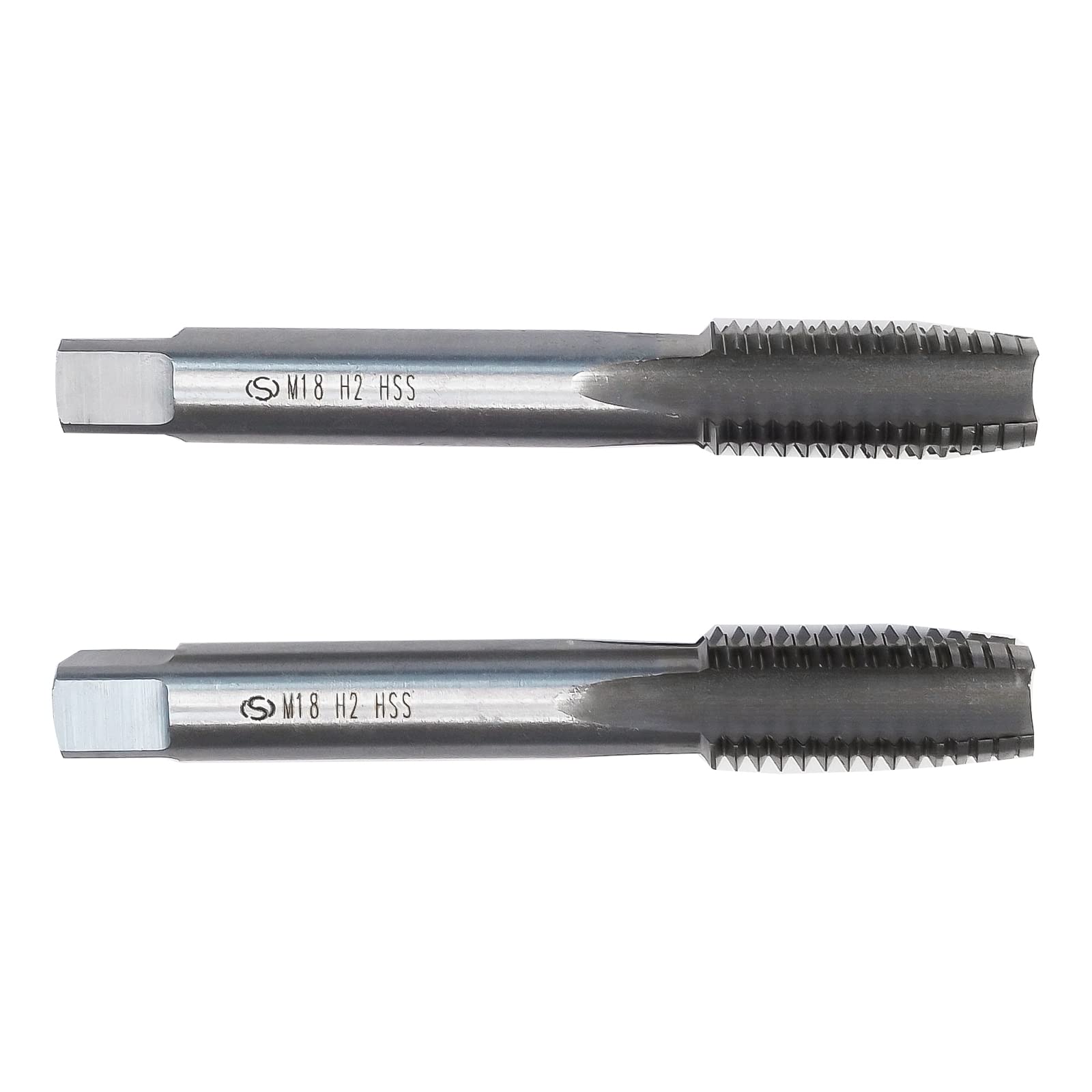 HUAZHICHUN M18×2.5 Metric Hand Tap,Thread Tap Pitch Straight Flutes HSS Right Hand Tap (2pcs)