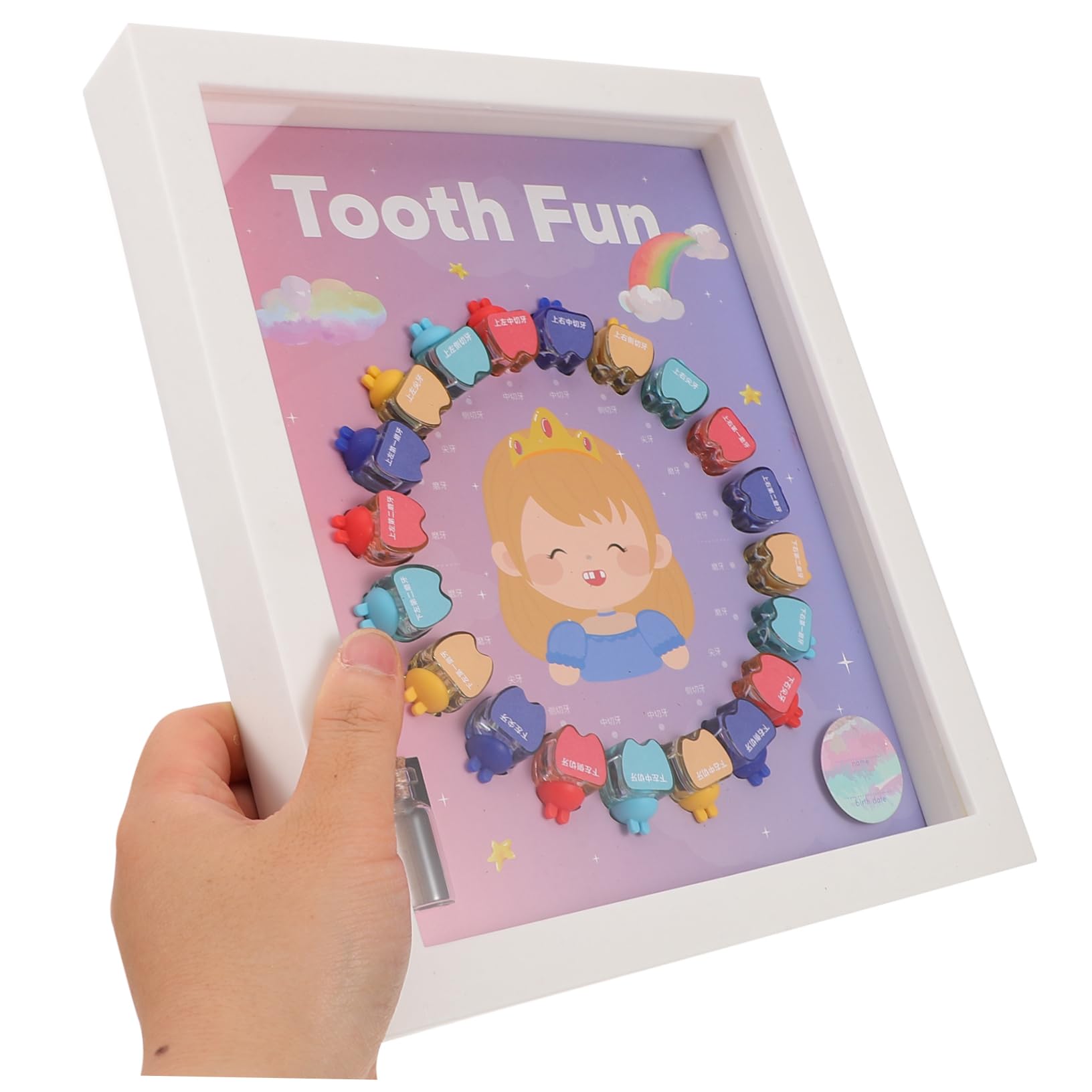 Hemobllo Zahndose Kleine Dekorative Milchzahndose mit Fächern Keepsake Organizer für Jungen und Mädchen Langlebige Aufbewahrungsbox zur Erinnerung an Erste Zähne