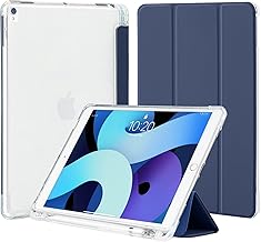 4UBonLife Custodia per iPad Air 3 10,5 Pollici 2019 e iPad Pro 10,5 2017 con Portapenne, Sottile Leggero Cover Case Retro Traslucido in Morbido TPU Auto Svegliati/Sonno, Blu Scuro