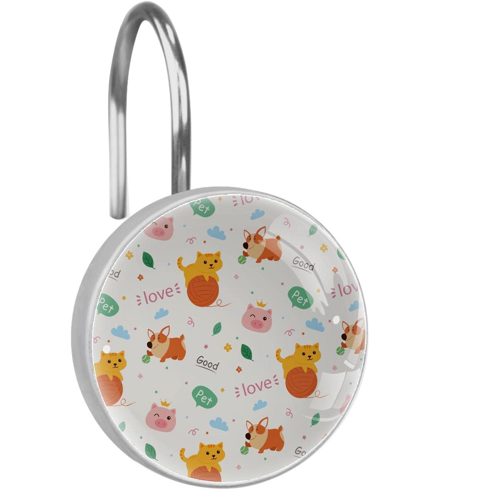 Crochets pour rideau de douche animaux en acier inox pour une salle de bain zen