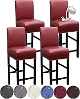 Vista 9 de HFCNMY - 2 fundas elásticas impermeables para taburete de bar con respaldo, fundas para silla de bar con banda elástica, color beige