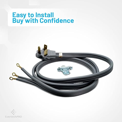 Miniatura 6 de Cable de alimentación para secadora 57000 de 3 clavijas de 6 pies con clasificación de 30 amperios universal para secadora con alivio de tensión